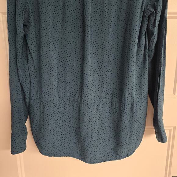 Women's Banana Republic Dark Teal Polka Dot Button Down Rayon Top | Size Small - Picture 7 of 10
